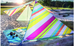 Bent Zip-Canvas Single Verbindbares Sonnensegel 250 X 250 X 250 Cm Weiß Gestreift Karibik -Campingzelte Verkaufsgeschäft 696500 4862600 3